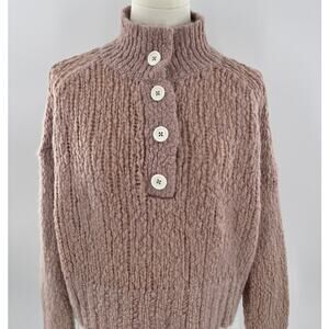 Everlane Lofty Wool Alpaca Sweater Pink Mauve Button up Pullover M